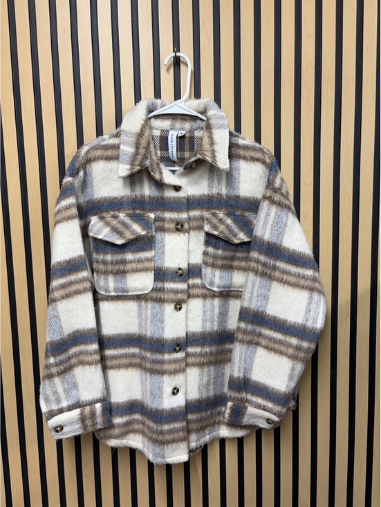 Jackets & Blazers - Grace + Karma Women's Plaid Button-Up Shirt Jacket Medium
